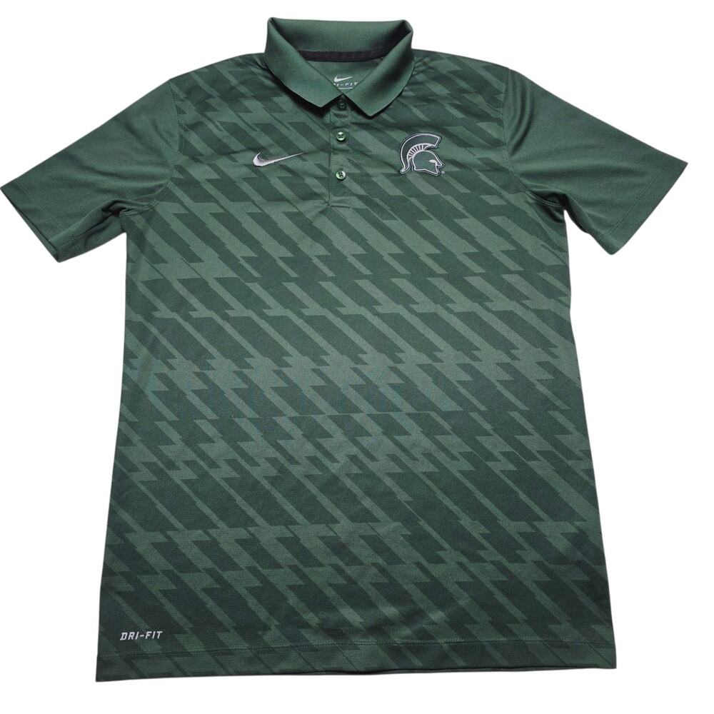 Nike Dri-FIT Michigan State Spartans Shirt Mens Green Geometric Design Small